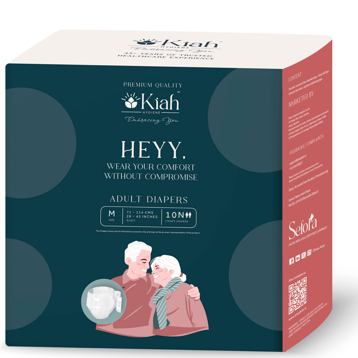 KIAH Tape Style Adult Diapers - size M | 28" - 45"