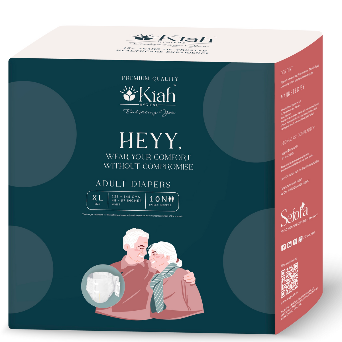 KIAH Tape Style Adult Diapers -Size XL | 48"-57"