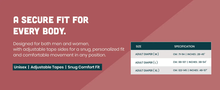 KIAH Tape Style Adult Diapers - size M | 28" - 45"