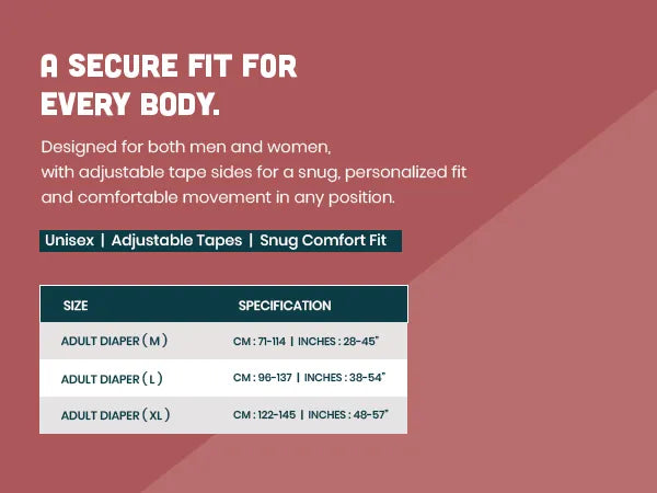 KIAH Tape Style Adult Diapers - size M | 28" - 45"