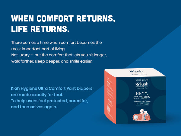 KIAH Premium Adult Diaper Pants - Size M (60 cm -85 cm, 24"-33")| Pack of 12