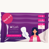 KIAH Soft Touch Sanitary Pads - XL | 280 mm | Cotton Soft | Breathable and Rash free
