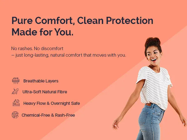 Kiah Comfort Organic Sanitary Pads - XL | 280 mm | Premium Breathable Rash Free