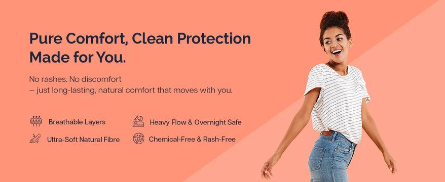 Kiah Comfort Organic Sanitary Pads - XL | 280 mm | Premium Breathable Rash Free