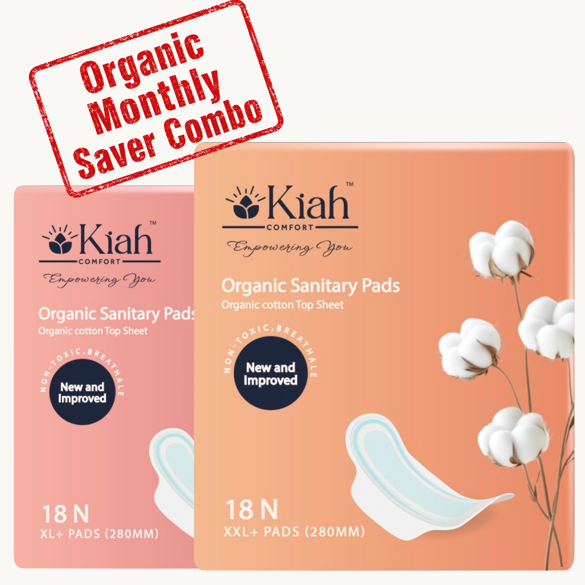 Organic Monthly Saver Combo | 1x Organic XL (18 pads) + 1x Organic XXL( 18 pads)
