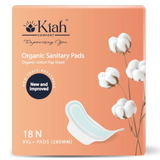 KIAH Organic Sanitary Pads - XXL | 320 mm | Premium Breathable Rash Free | 18 Pads