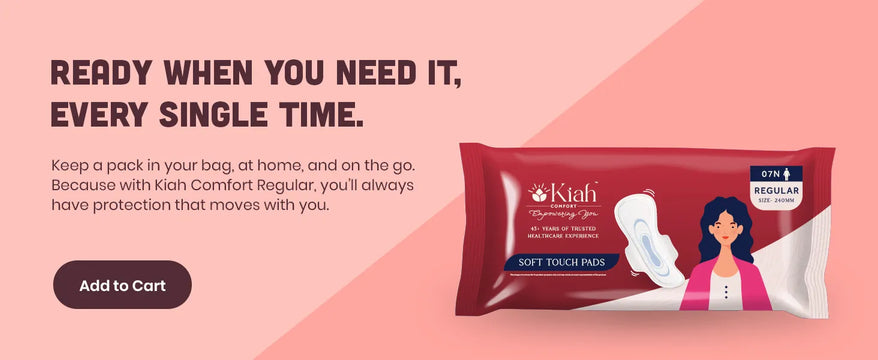 KIAH Soft Touch Sanitary Pads - Size Regular (R) | 240 mm | Quick Dry Comfort | Leak Proof