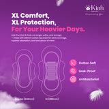 KIAH Soft Touch Sanitary Pads - XL | 280 mm | Cotton Soft | Breathable and Rash free